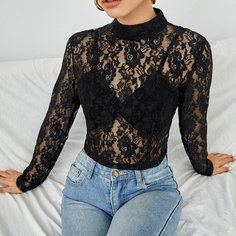 на пуговицах Одноцветный Элегантный Женские топы Shein