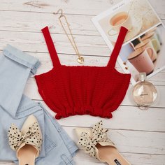 Трикотажный топ с оборками Shein