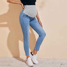 Контрастные джинсы для беременных Shein