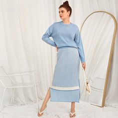 Свитер и вязаная юбка с разрезом Shein