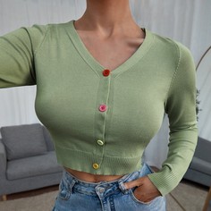 Пуговица Одноцветный Повседневный Кардиганы Shein