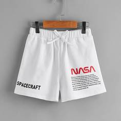 узел Лозунг Повседневный Шорты для девочек Shein
