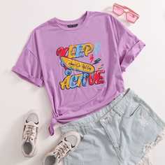 Футболка с текстовым принтом Shein