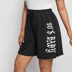 Шорты размера плюс с текстовым принтом Shein