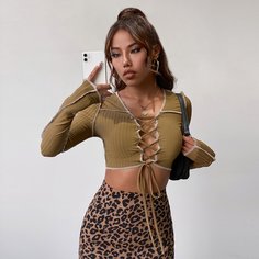 на шнурках Повседневный Женские топы Shein