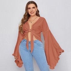 Топ размера плюс с узлом Shein