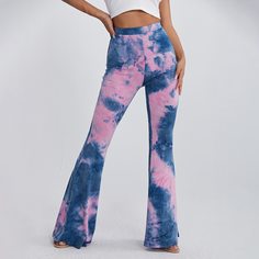 Брюки-клеш с принтом тай-дай Shein