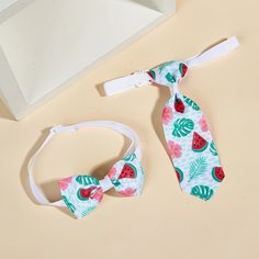 2шт банта и галстук для домашних животных с принтом арбуза Shein