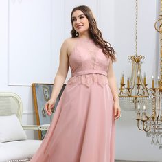 Контрастные кружева Одноцветный Очаровательный Платья размер плюс Shein