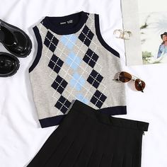 Трикотажный жилет с узором Shein
