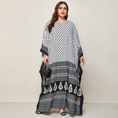 Контрастное платье размера плюс с разрезом Shein