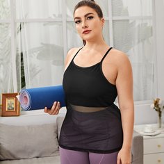 на кулиске Одноцветный Спортивные топы размера плюс Shein