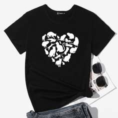 Животный Повседневный Футболки Shein