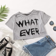 Разрезы буква Повседневный Футболки Shein