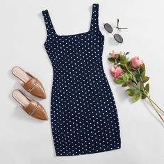 Облегающее платье в горошек Shein