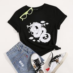 Животный Повседневный Футболки Shein