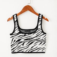 Короткий вязаный топ с принтом зебры Shein