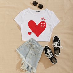 Топ с принтом "сердце Shein