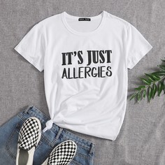 Лозунг Повседневный Футболки Shein