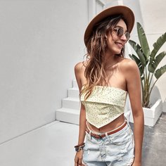 Топ без бретелек с цветочным принтом Shein