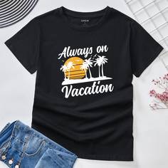 Тропический Повседневный Футболки Shein