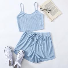 Однотонная трикотажная майка и шорты Shein