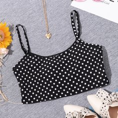 Укороченный топ на бретельках в горошек Shein