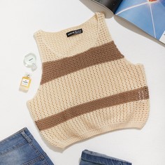 Контрастный короткий вязаный топ Shein