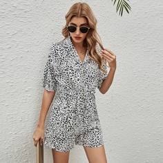 Комбинезон на кулиске с леопардовым принтом Shein
