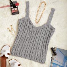 Трикотажный короткий топ Shein