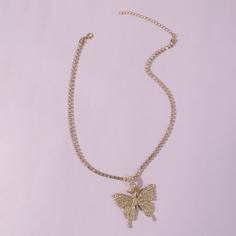 Ожерелье с бабочкой и стразами для девочек Shein