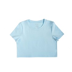 Однотонная короткая футболка с круглым воротником Shein