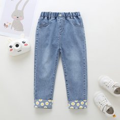 Карман Цветочный Джинсы для девочек Shein