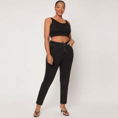 Джинсы Mom с высокой талией размера плюс Shein