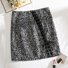 Юбка со шнурком и принтом Shein