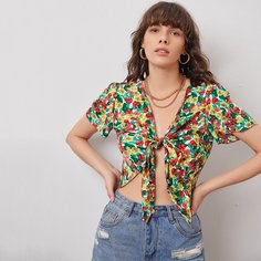 Топ с цветочным принтом Shein