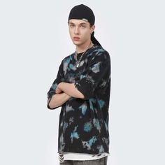 Мужская футболка с принтом тай-дай и светоотражающим текстовым принтом Shein