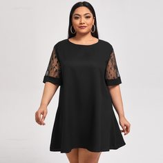 Платье с сетчатой вставкой размера плюс Shein