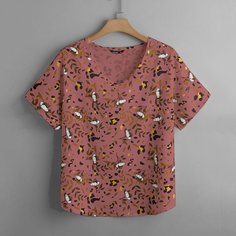 Блузка размера плюс с принтом цветов и листьев Shein