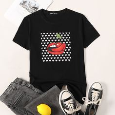 Фрукты и овощи Повседневный Футболки Shein