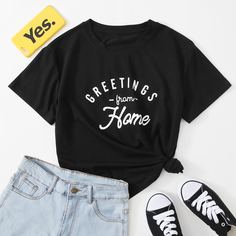 буква Повседневный Футболки Shein