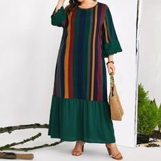 Полосатый Скромный Платья размер плюс Shein