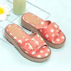 Шлепанцы в горошек с металлической пряжкой для девочек Shein