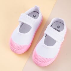 Двухцветные балетки на липучке для девочек Shein