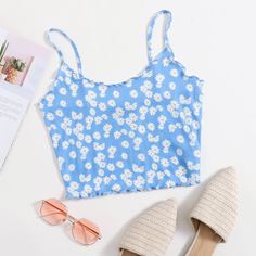 Волнистый край Со цветочками Бохо Размера плюс жилет Shein