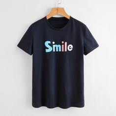 буква Повседневный Футболки Shein