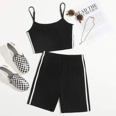 Контрастная майка и шорты Shein