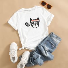 Футболка с мультипликационным принтом Shein