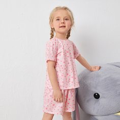Пижама с принтом сердечка для девочек Shein
