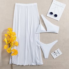 Бикини на одно плечо и сетчатая юбка Shein